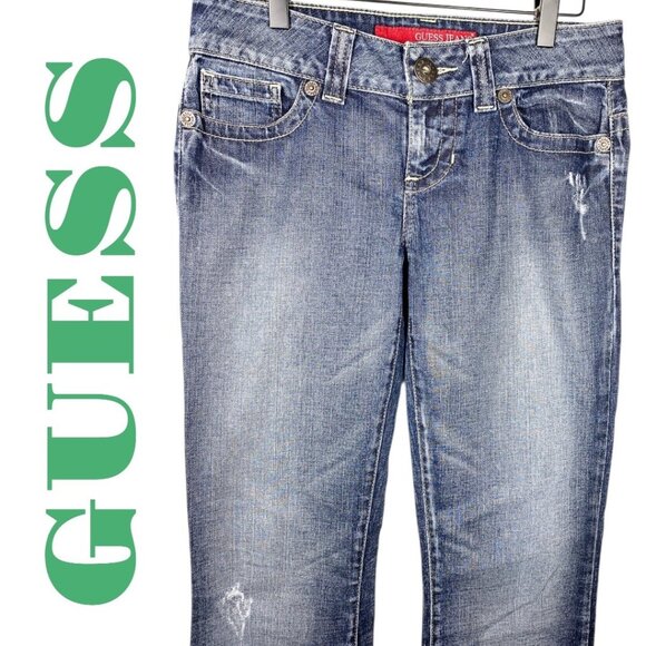 GUESS VINTAGE Y2K DAREDEVIL BOOTCUT FLARE JEANS LOW RISE, SIZE 27 - Picture 6 of 15